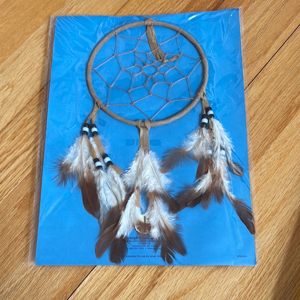 Dreamcatcher with Feathers - Brown and White